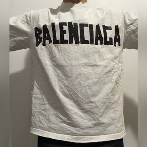 Balenciaga BB . Balenciaga Oversized Distressed T-Shirt (White Edition)